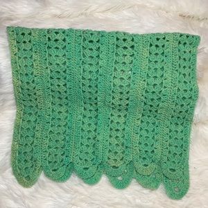 Green handmade crochet lap blanket baby Afghan
